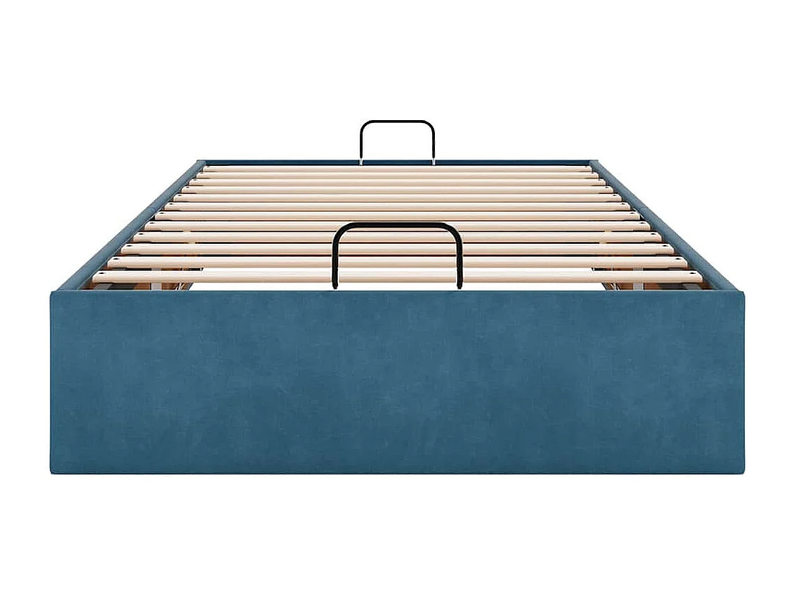 Cadre de lit ottoman sans matelas bleu foncé 100x200 cm velours