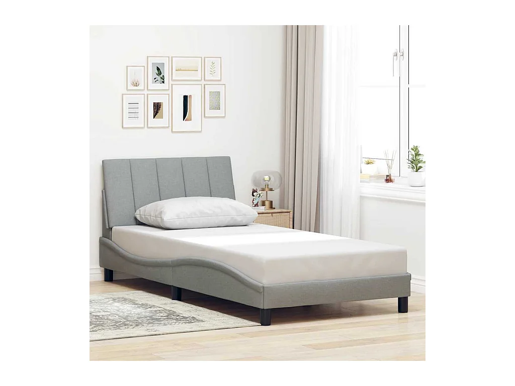 Bedframe zonder matras "Hanko" 100x200 cm stof lichtgrijs