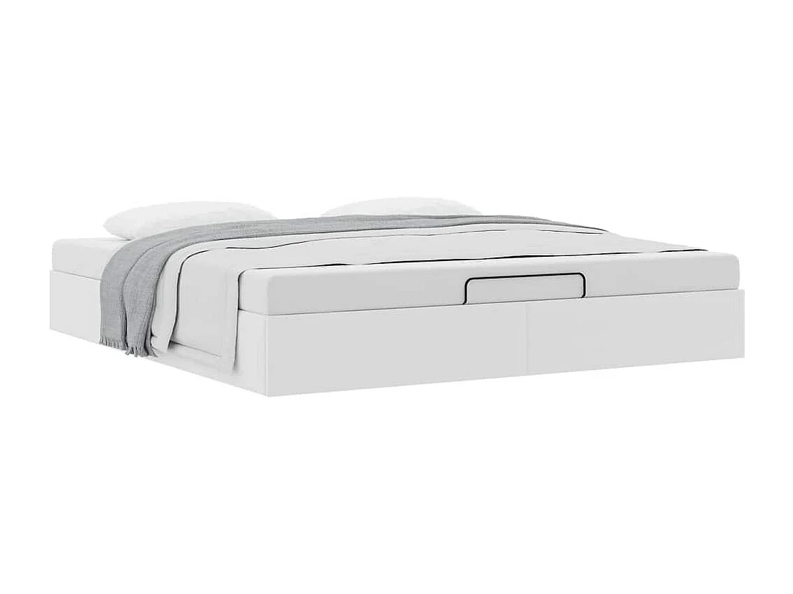 Cadre de lit ottoman sans matelas blanc 180x200 cm similicuir