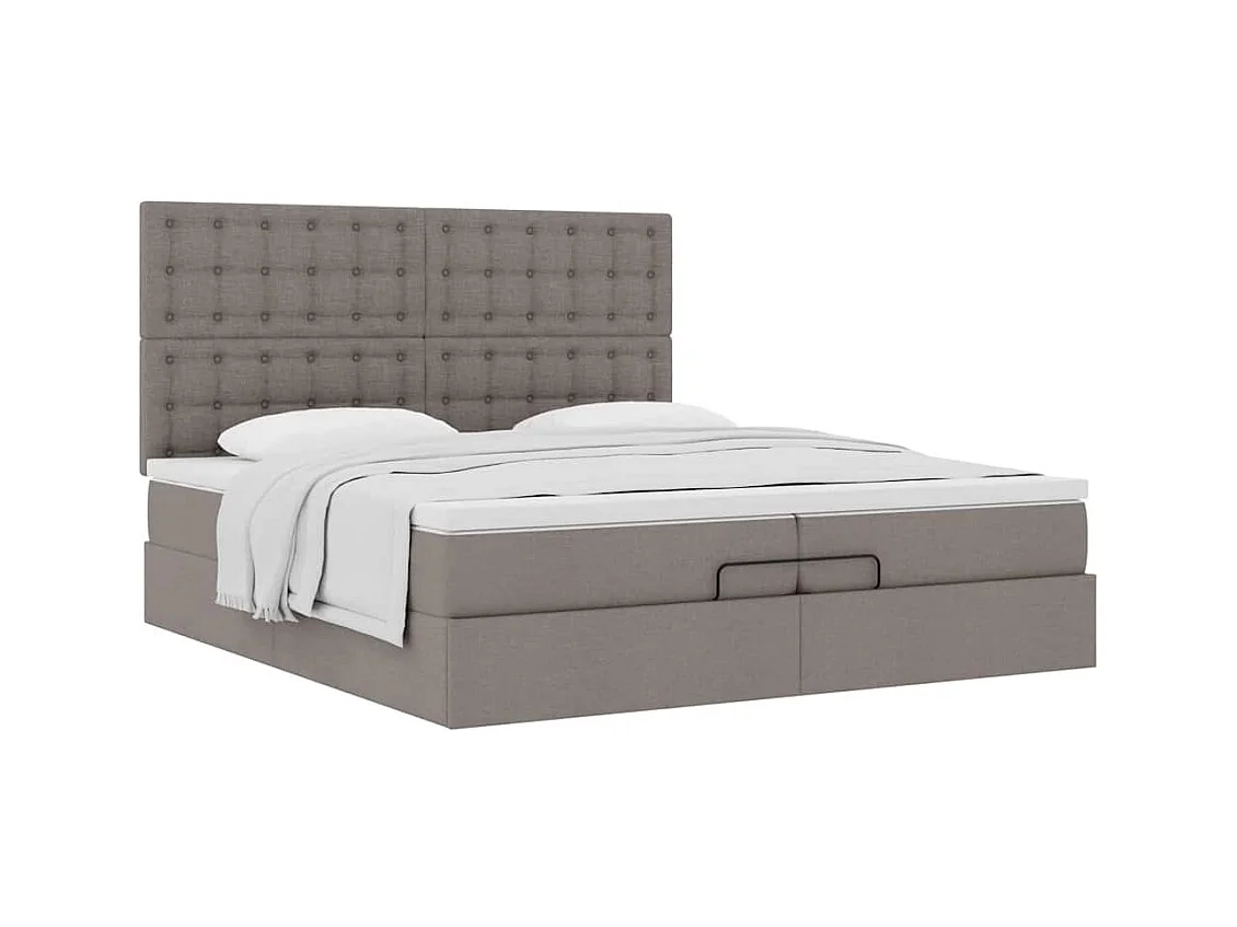 Estructura de cama otomana con colchones tela topo 200x200cm