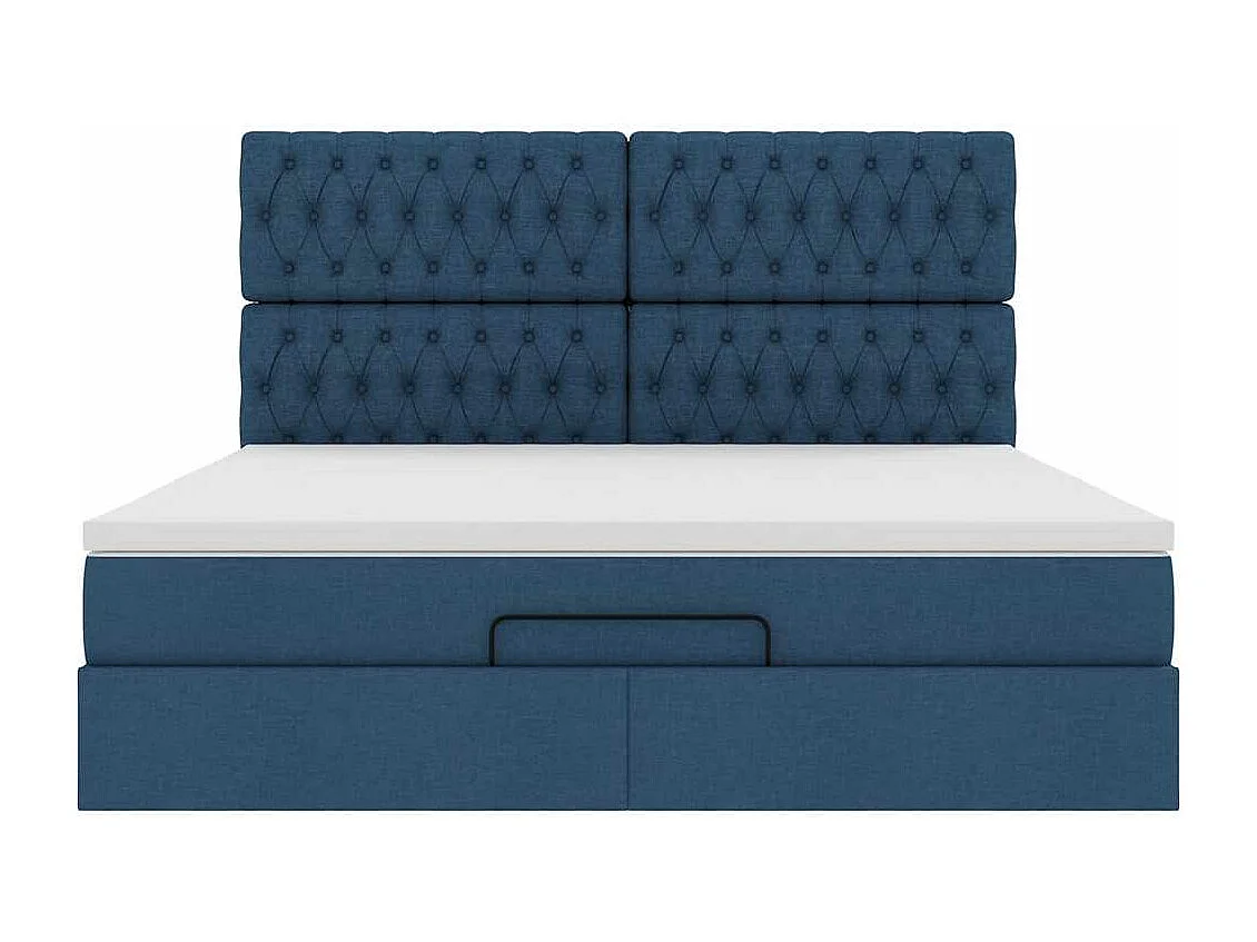 Estructura de cama otomana con colchón tela azul 180x200cm
