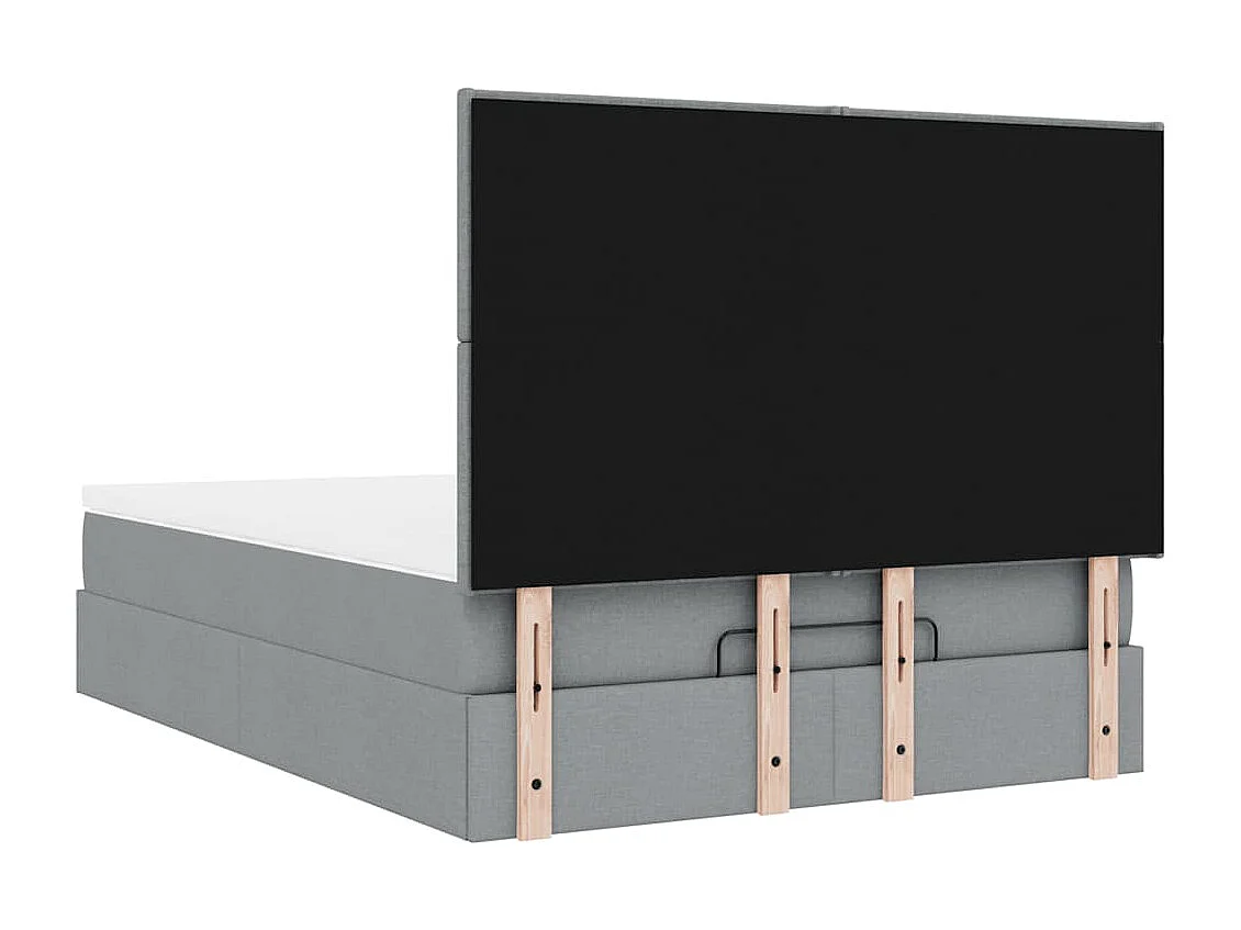 Cadre de lit ottoman et matelas gris clair 140x200 cm tissu