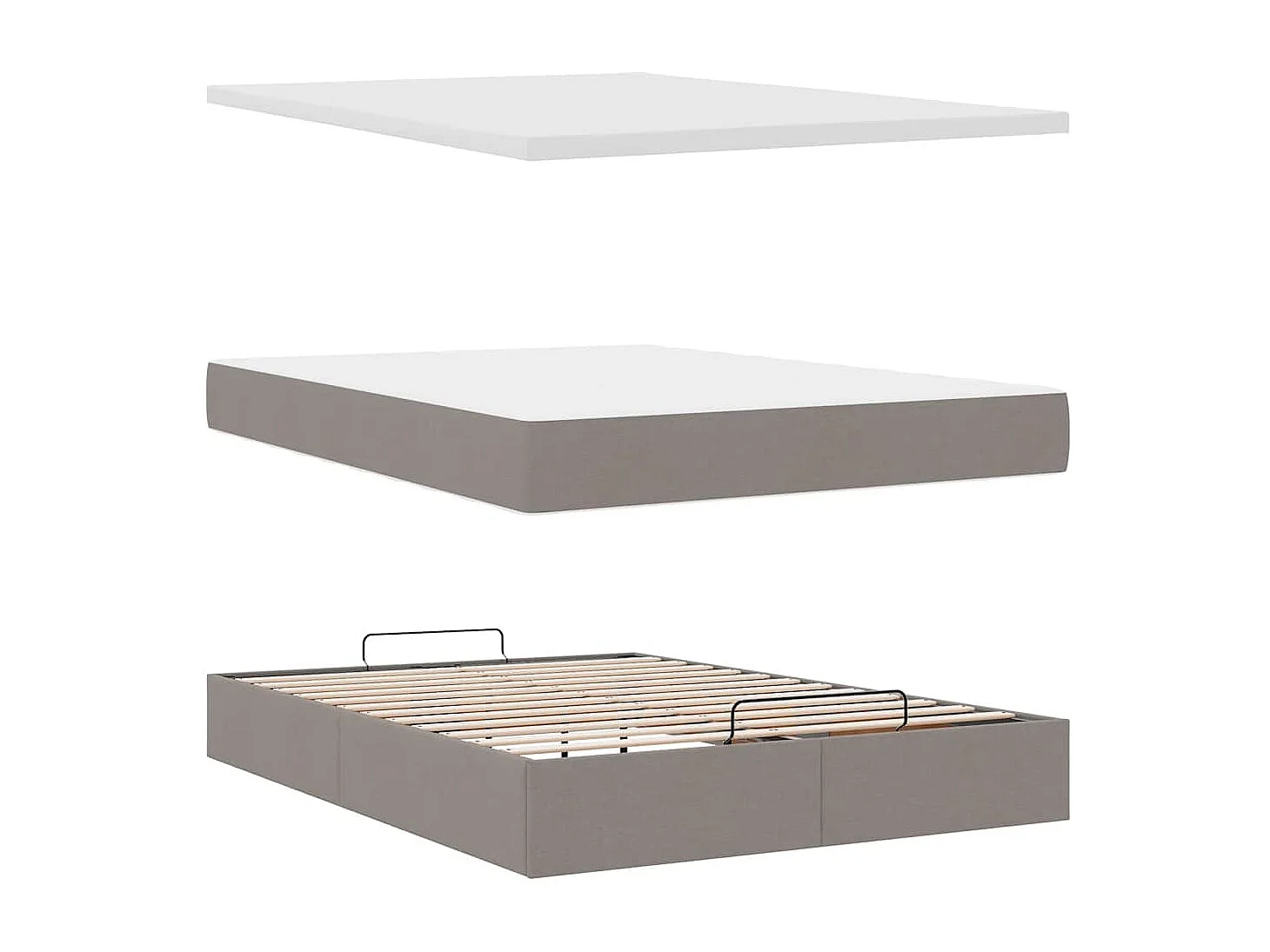 Ottoman bed met matras en LED's 140x200cm stof taupe