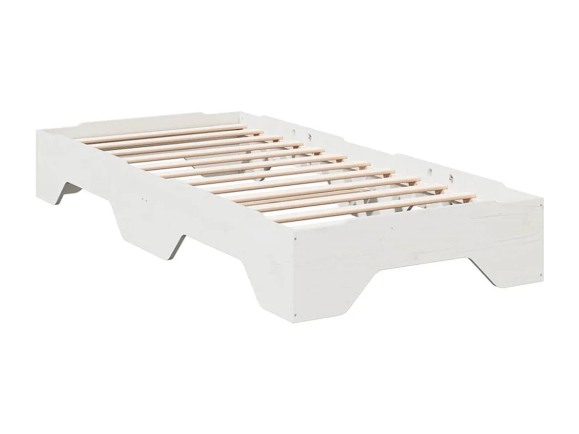 Cadre de lit sans matelas empilable blanc 90x200 cm bois massif