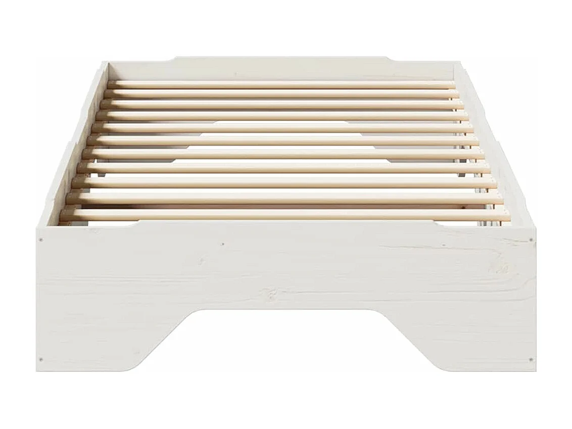 Cadre de lit sans matelas empilable blanc 90x200 cm bois massif