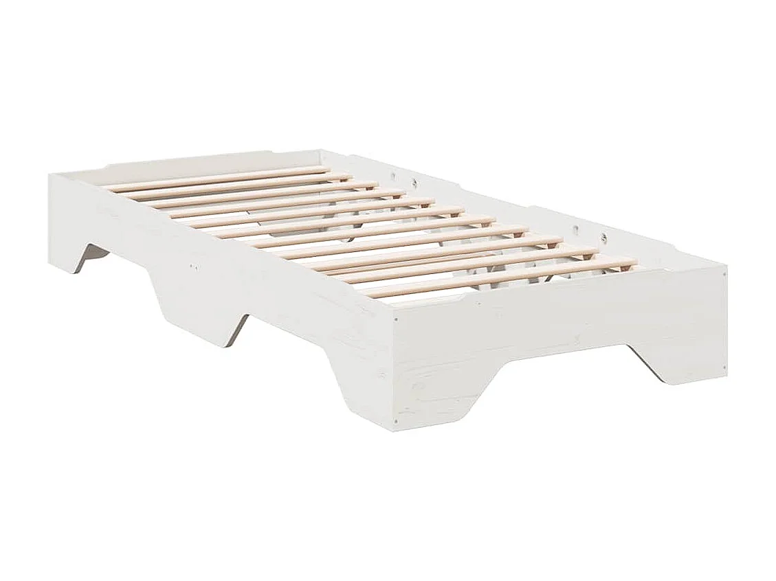 Cadre de lit sans matelas empilable blanc 90x200 cm bois massif