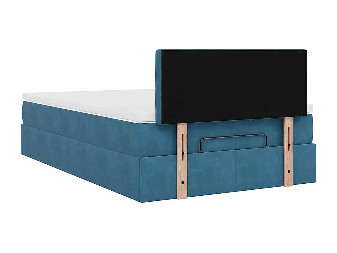 Cadre de lit ottoman avec matelas bleu foncé 120x200 cm velours