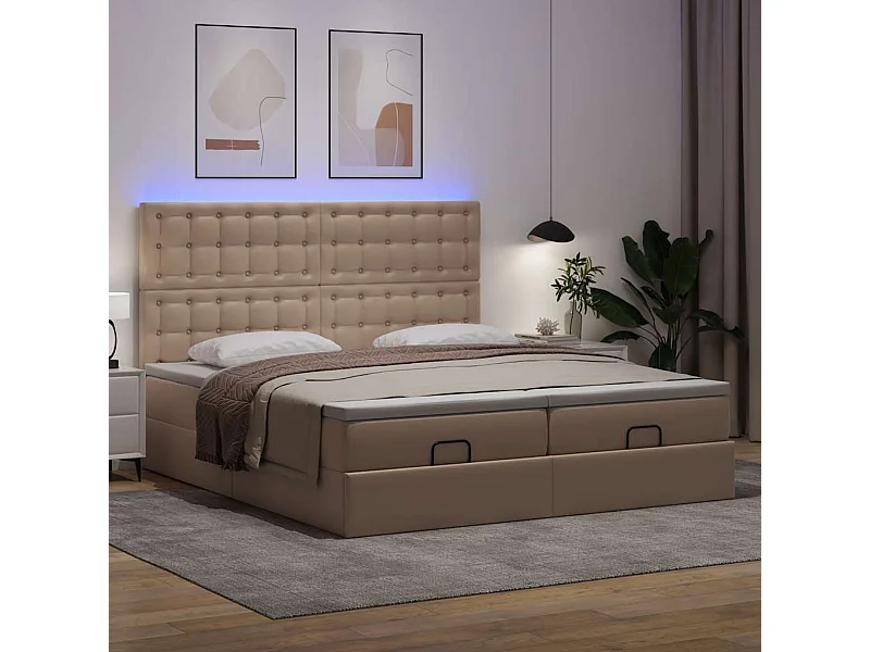 Estructura cama otomana colchones capuchino cuero sintético