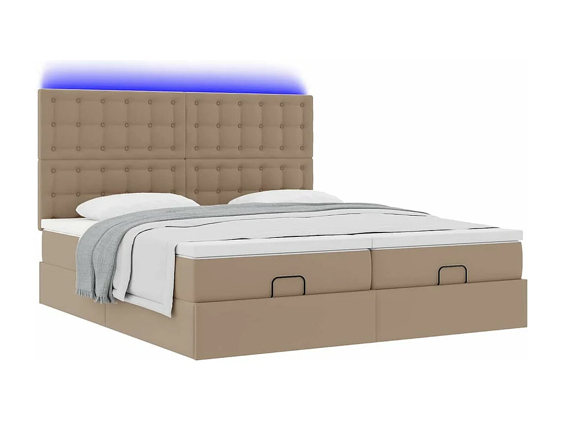 Cadre de lit ottoman et matelas cappuccino 180x200cm similicuir