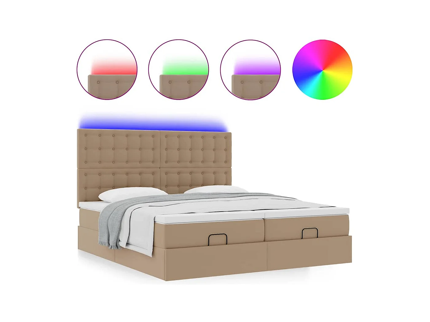 Estrutura de cama otomana com colchões cappuccino 180x200 cm