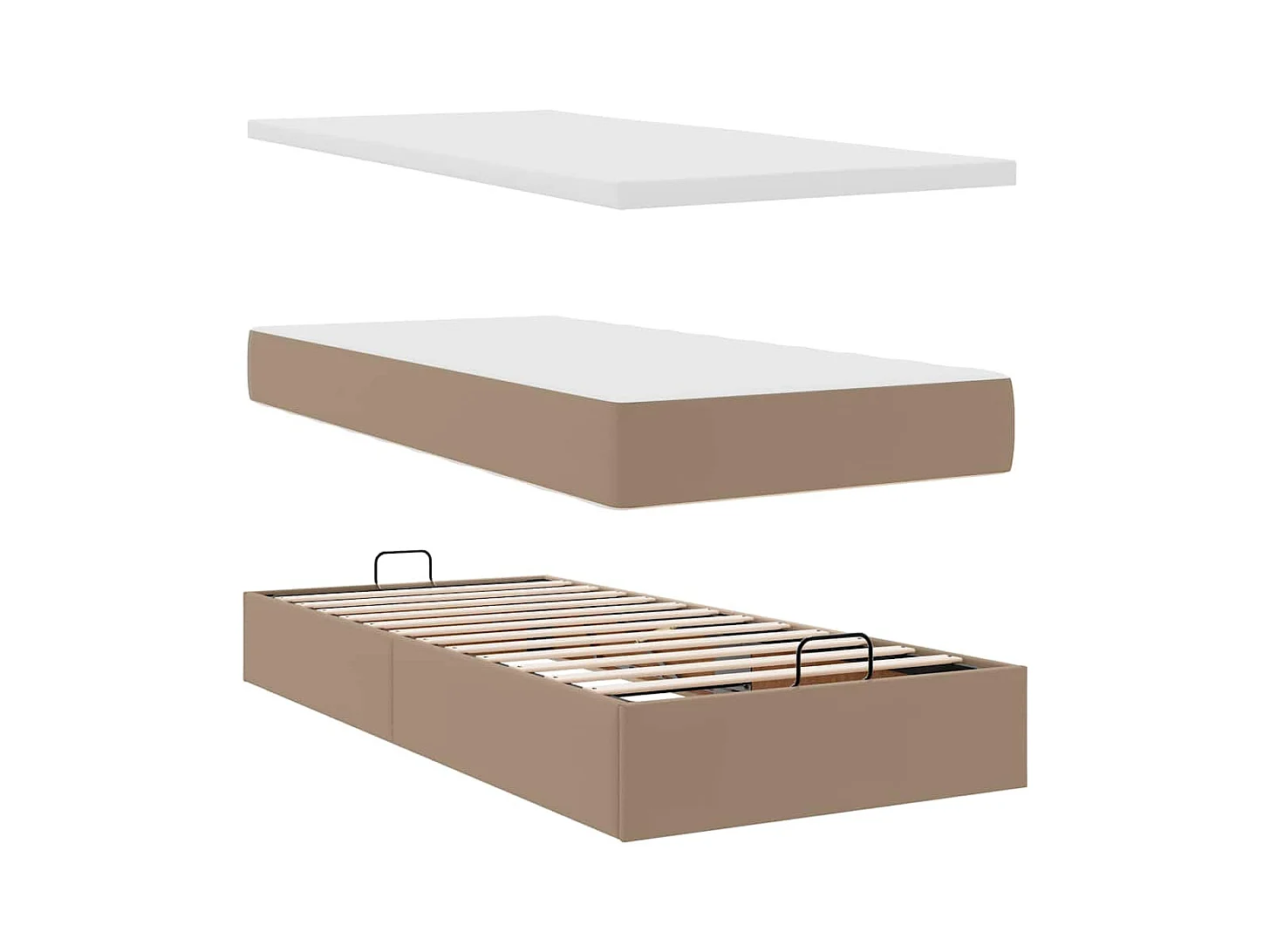 Estrutura de cama otomana com colchões cappuccino 180x200 cm