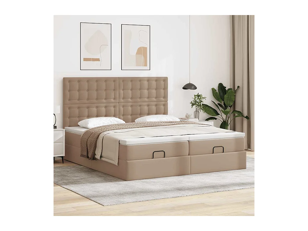 Estrutura de cama otomana com colchões cappuccino 180x200 cm