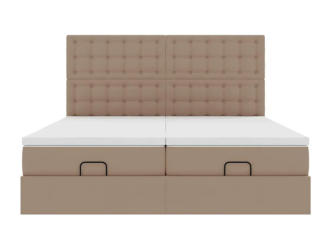 Cadre de lit ottoman et matelas cappuccino 180x200cm similicuir