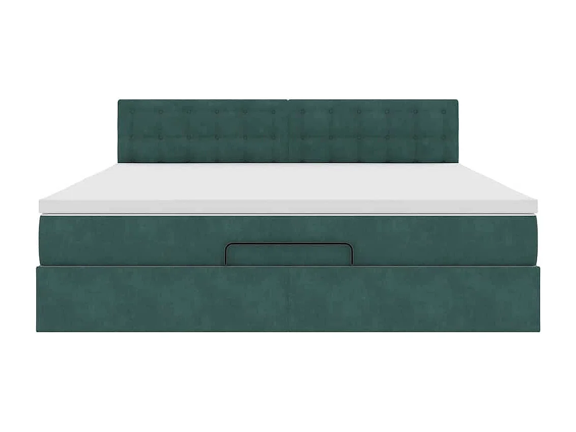 Cadre de lit ottoman avec matelas vert foncé 180x200 cm velours