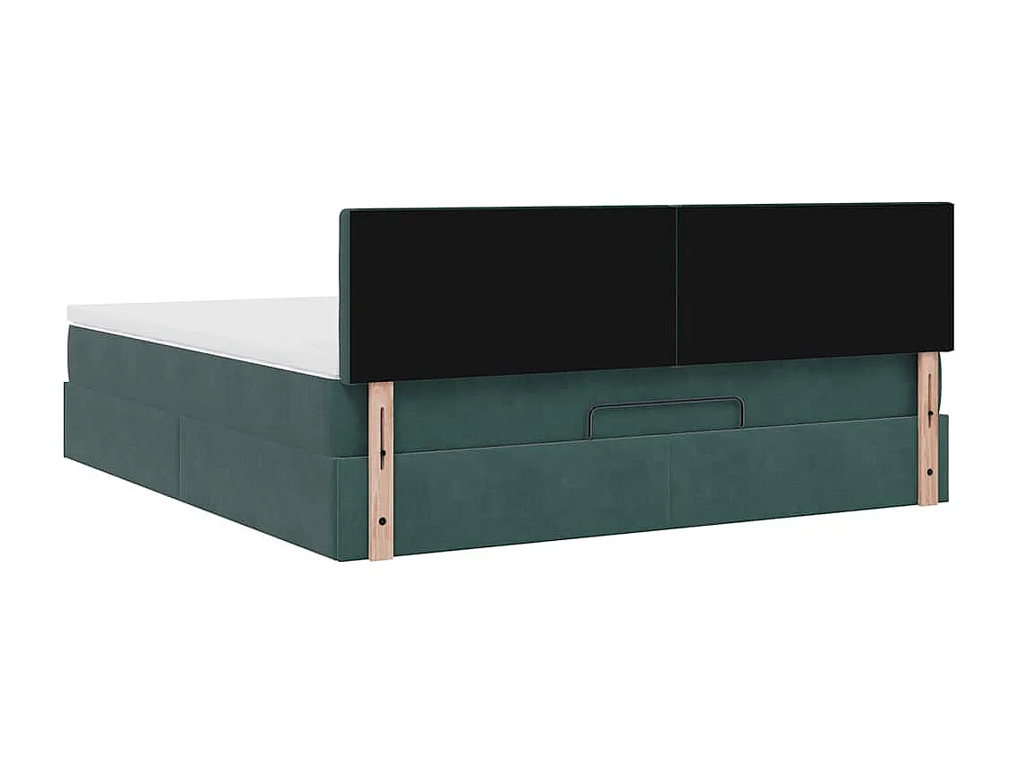 Cadre de lit ottoman avec matelas vert foncé 180x200 cm velours