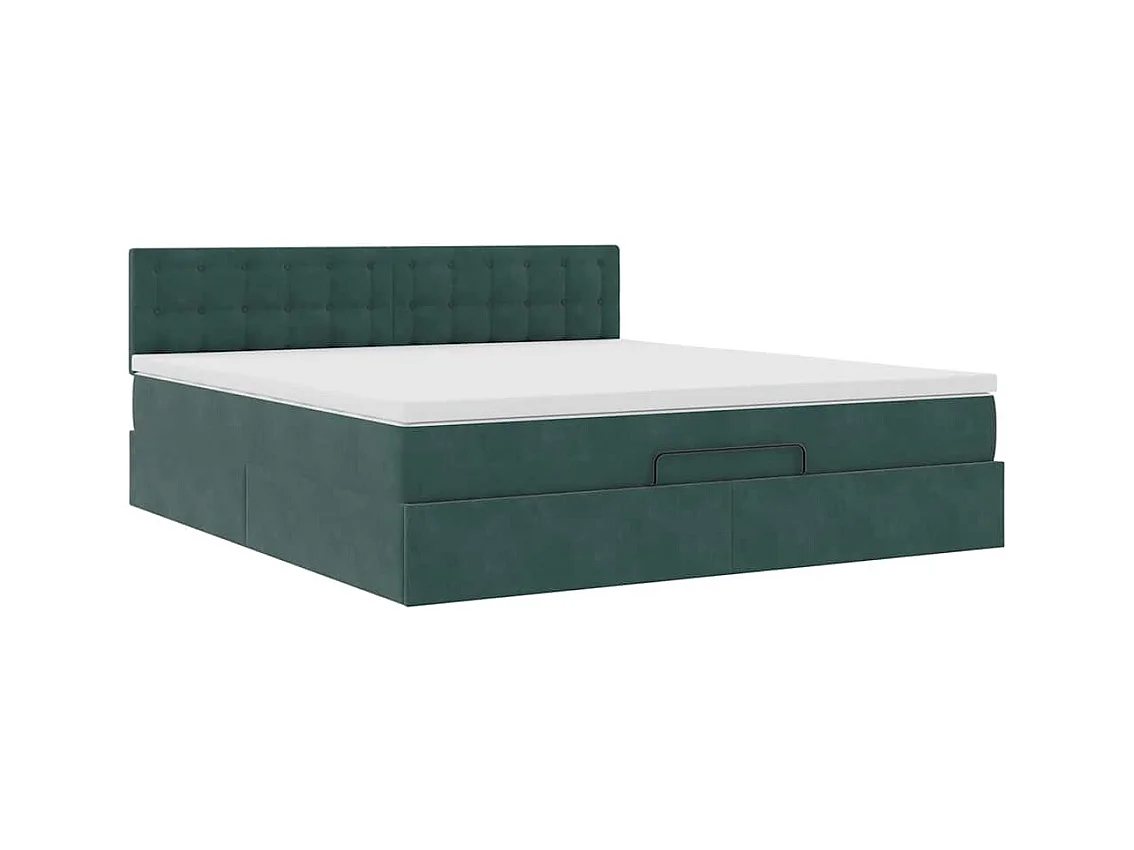 Ottoman bed met matras 180x200 cm fluweel donkergroen