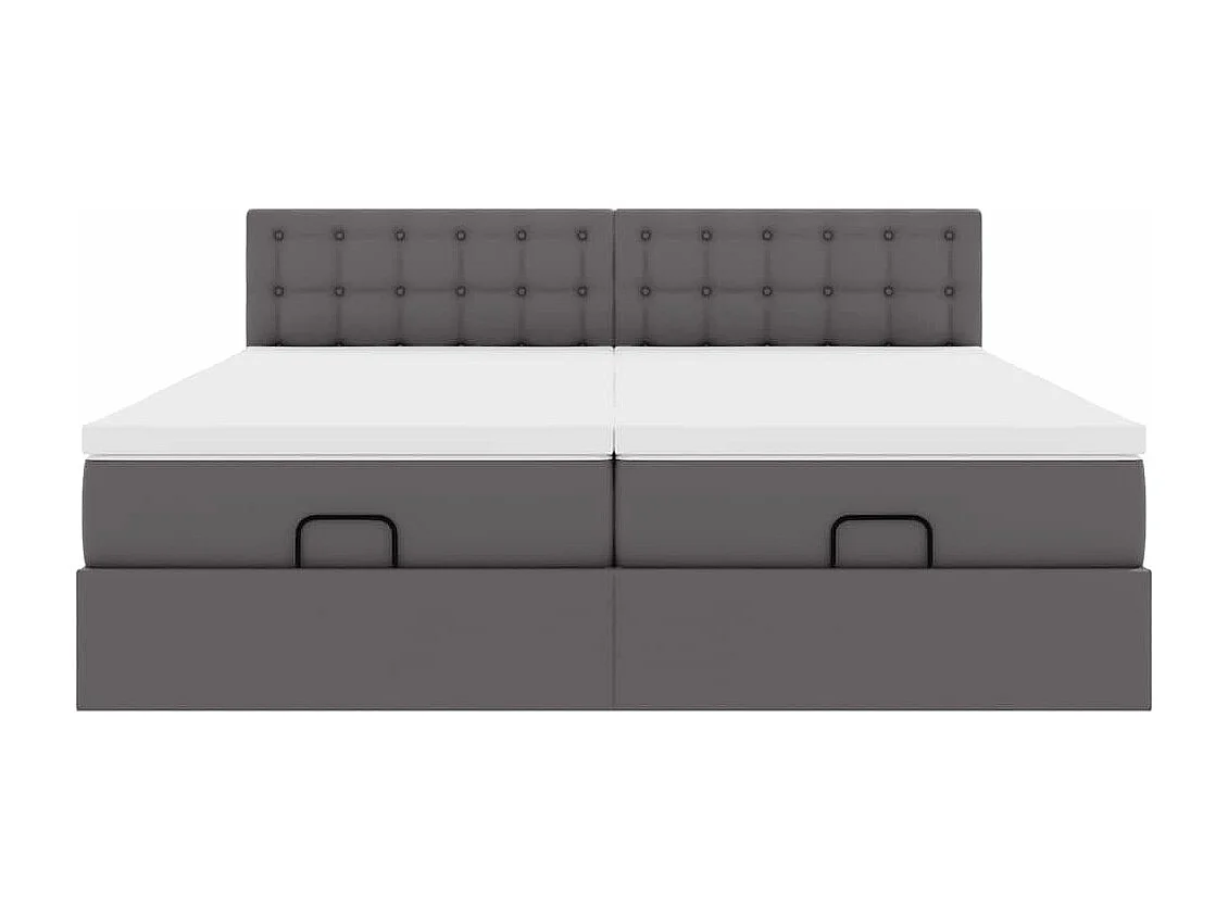 Cadre de lit ottoman avec matelas gris 180x200 cm similicuir