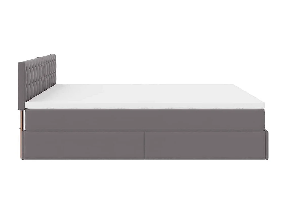 Cadre de lit ottoman avec matelas gris 180x200 cm similicuir