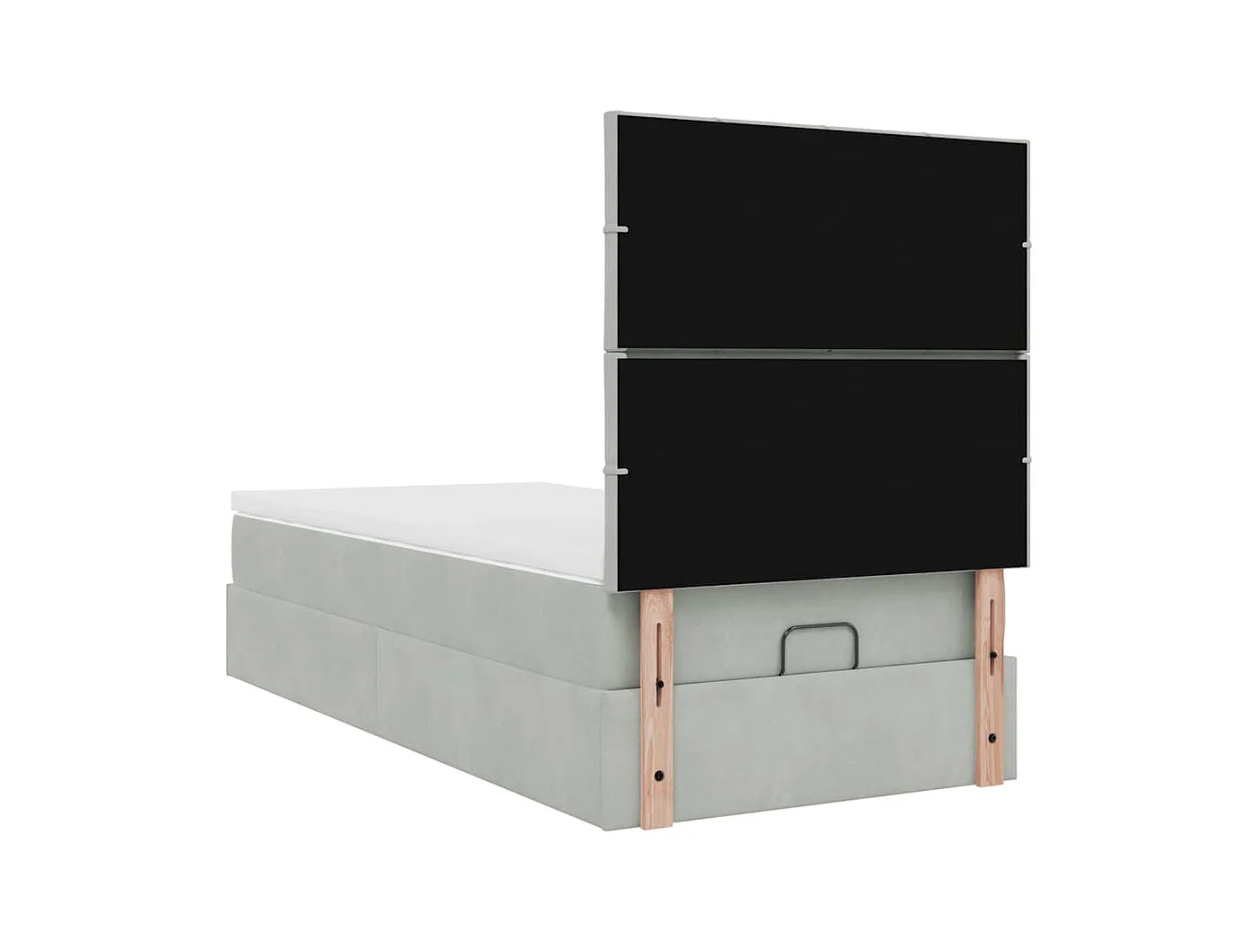 Cadre de lit ottoman et matelas gris clair 90x200 cm velours