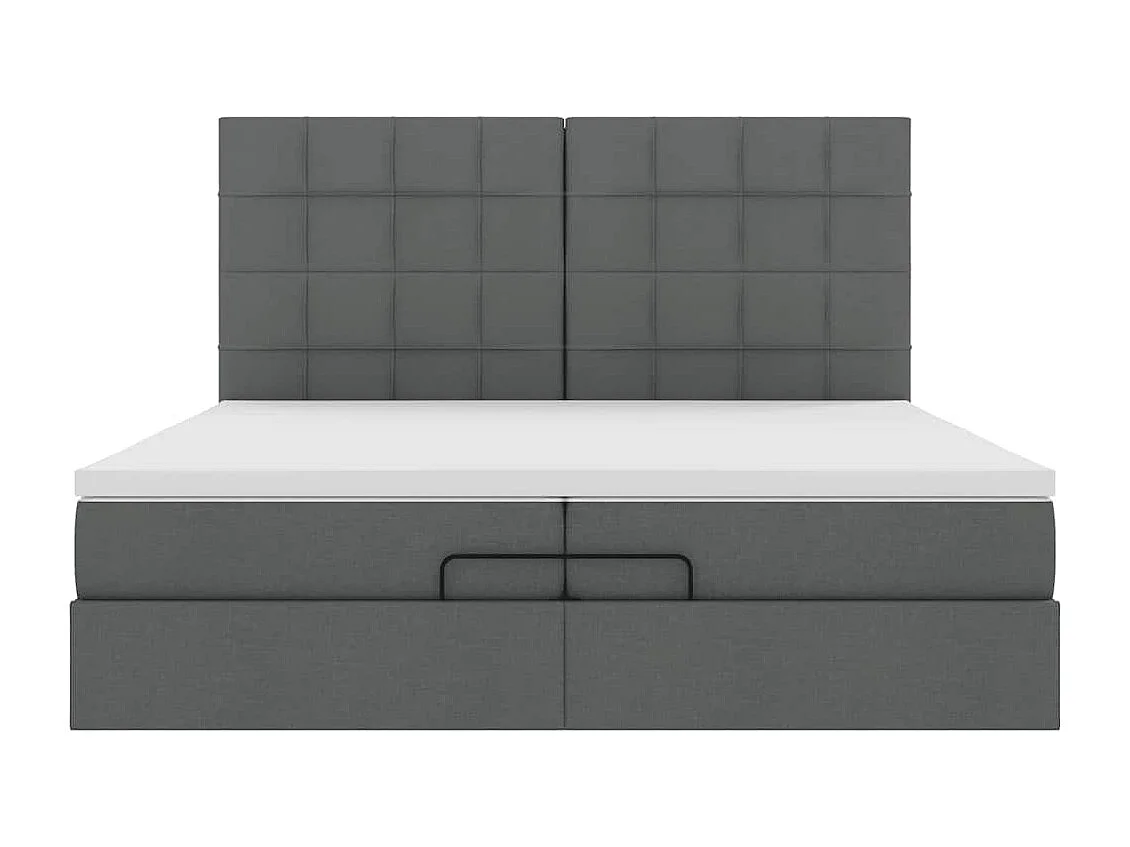Cadre de lit ottoman avec matelas gris foncé 200x200cm tissu