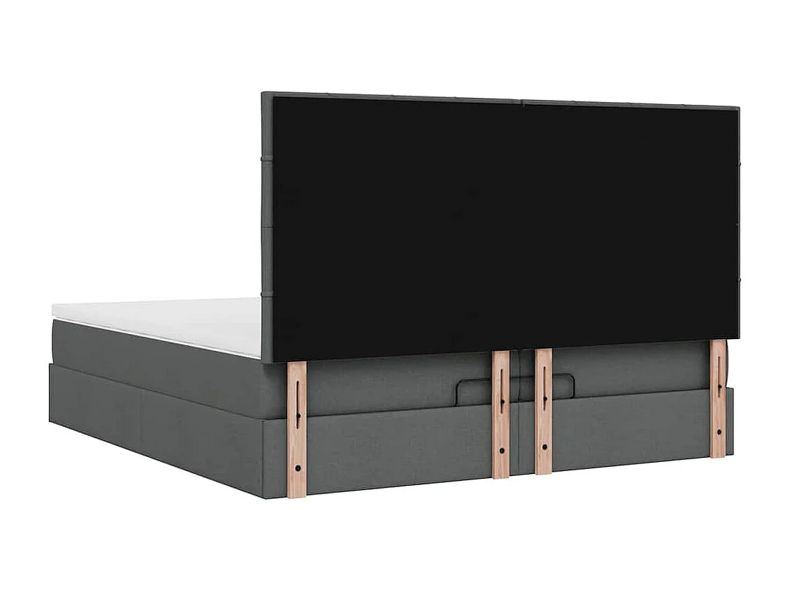 Cadre de lit ottoman avec matelas gris foncé 200x200cm tissu