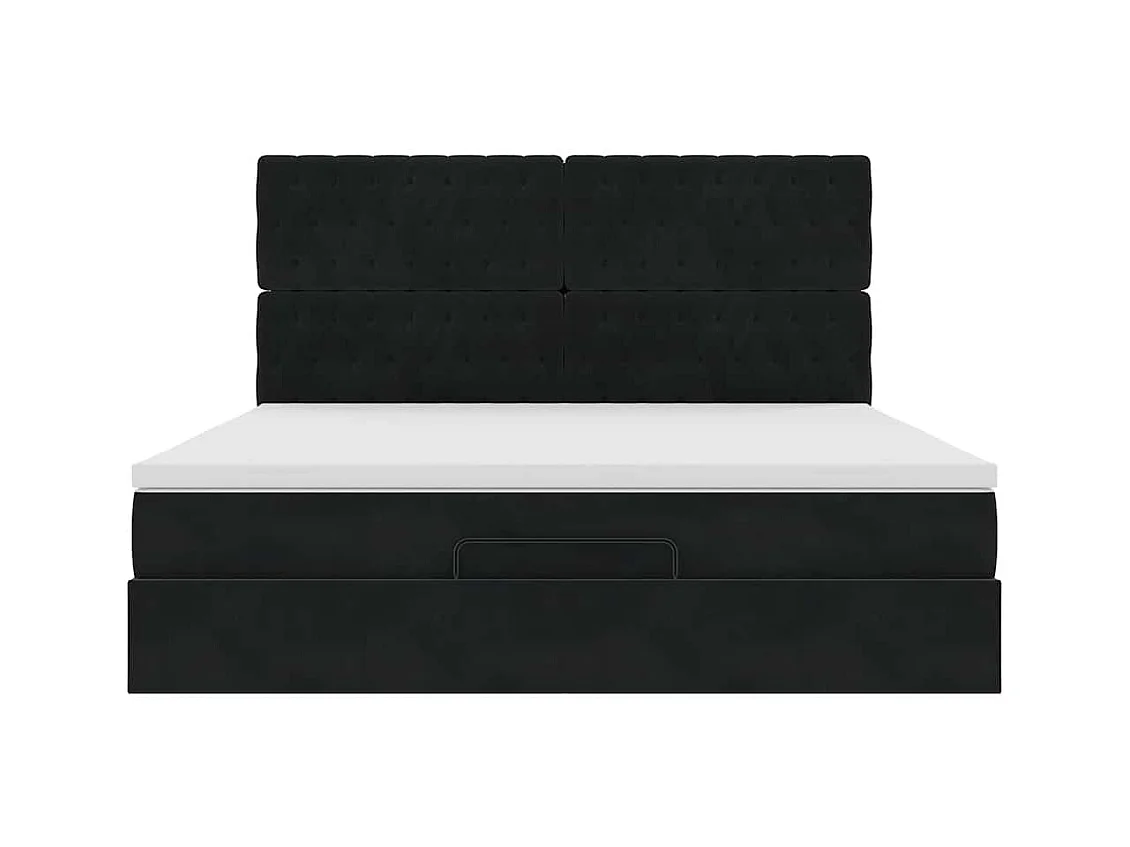 Cadre de lit ottoman avec matelas noir 160x200 cm velours