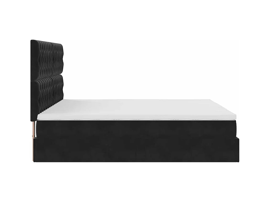 Cadre de lit ottoman avec matelas noir 160x200 cm velours