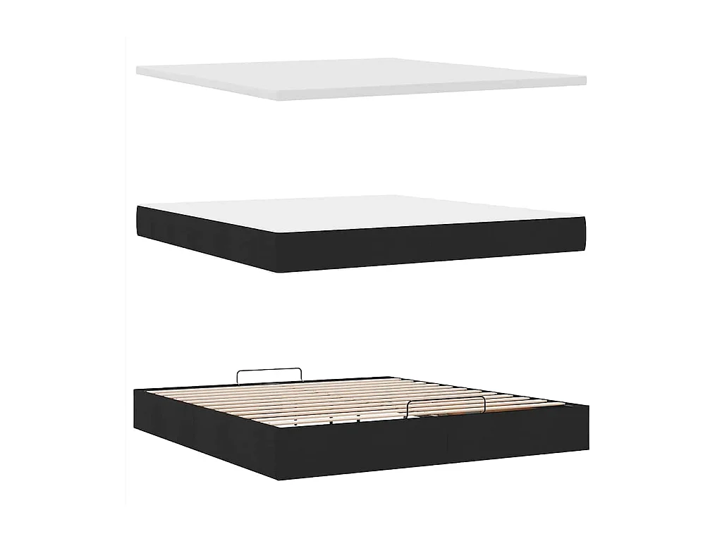 Cadre de lit ottoman avec matelas noir 160x200 cm velours
