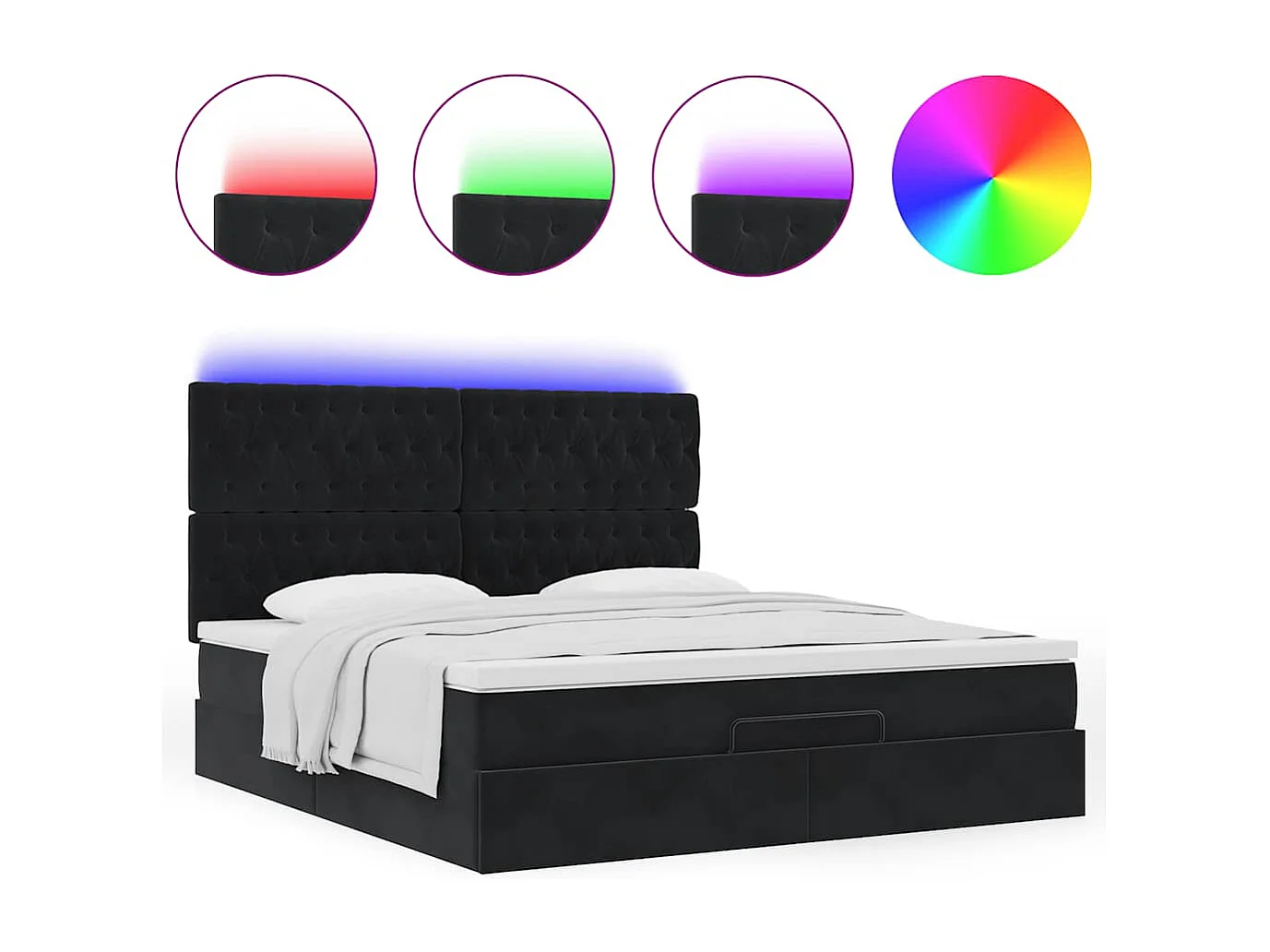 Cadre de lit ottoman avec matelas noir 160x200 cm velours
