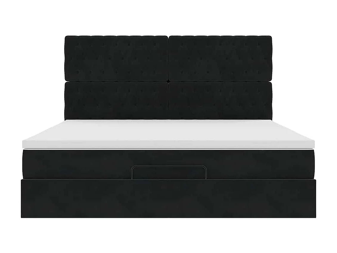 Cadre de lit ottoman avec matelas noir 160x200 cm velours