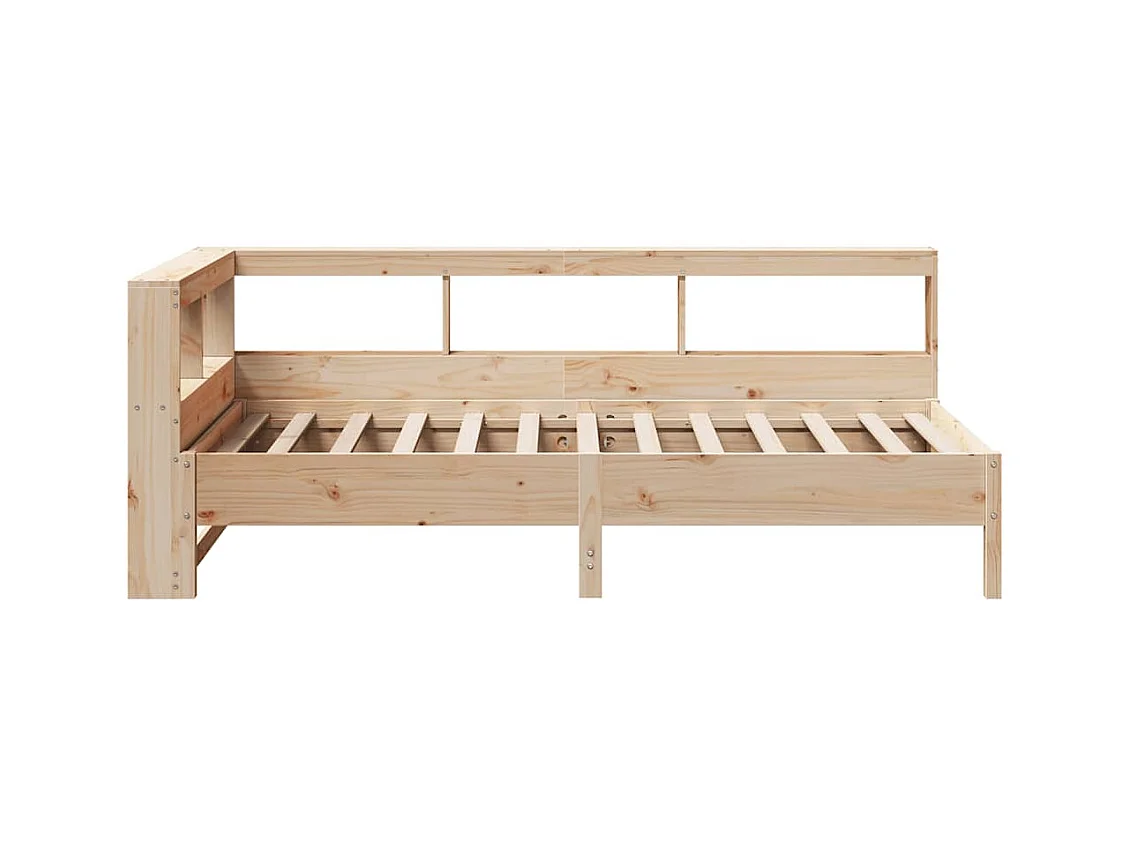 Lit bibliothèque sans matelas 90x200 cm bois de pin massif
