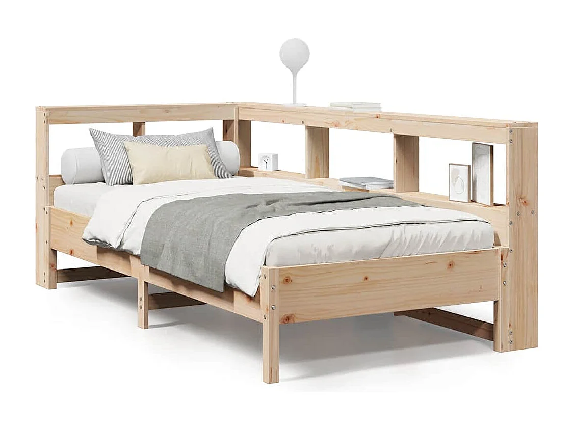 Cama con estantería sin colchón madera maciza de pino 90x200 cm