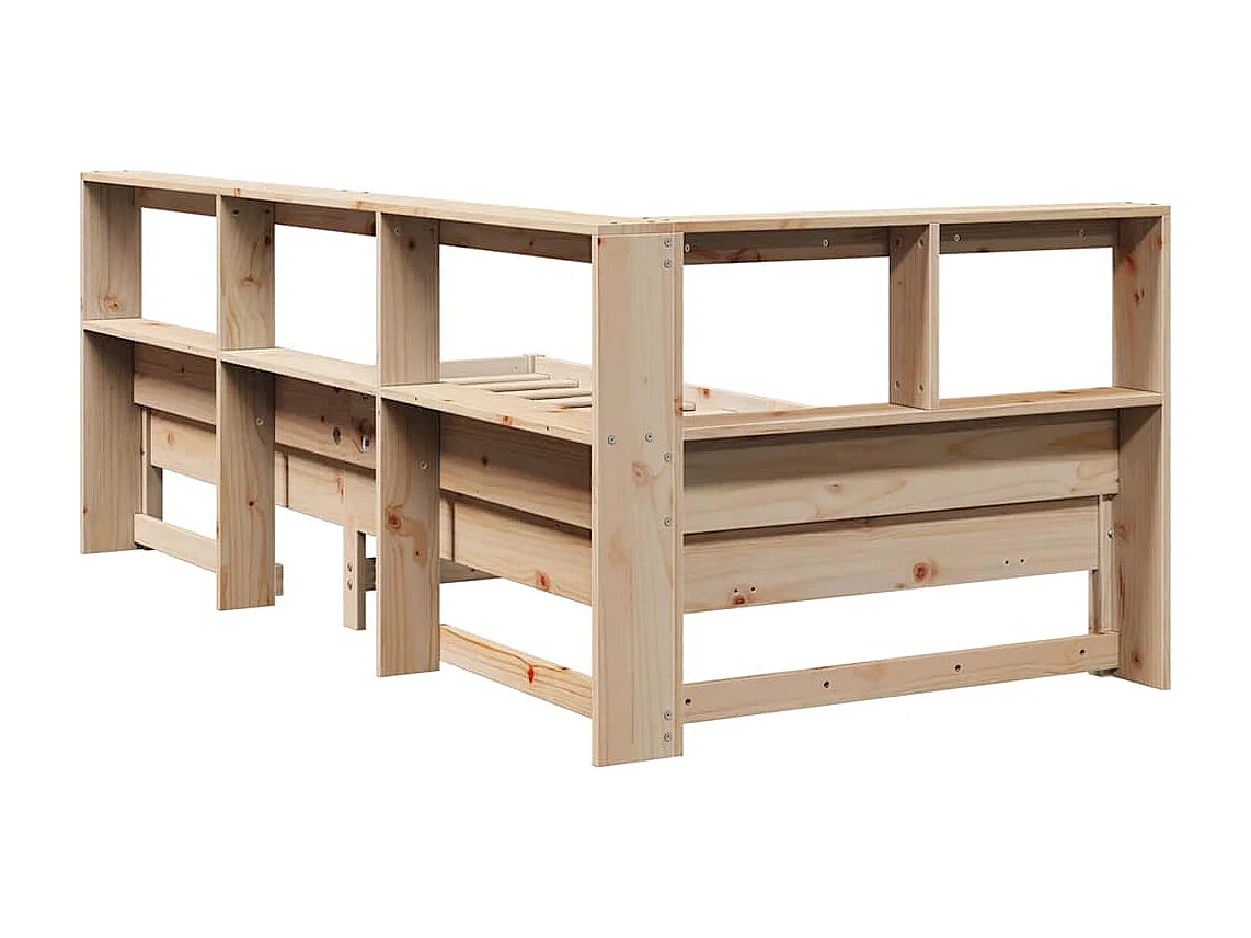 Cama con estantería sin colchón madera maciza de pino 90x200 cm