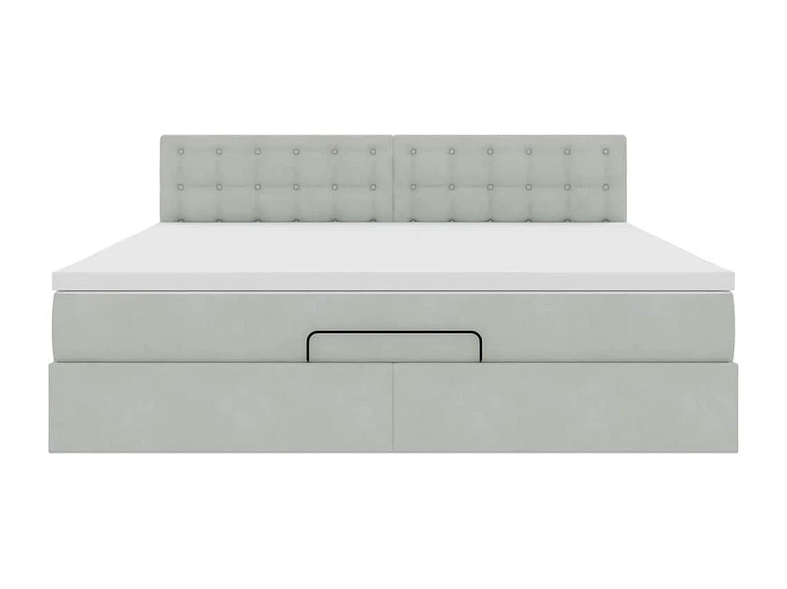 Cadre de lit ottoman avec matelas gris clair 160x200 cm velours