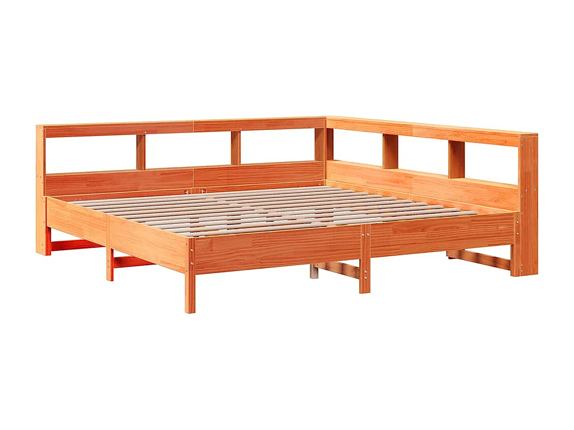 Lit bibliothèque sans matelas cire marron 180x200 cm pin massif