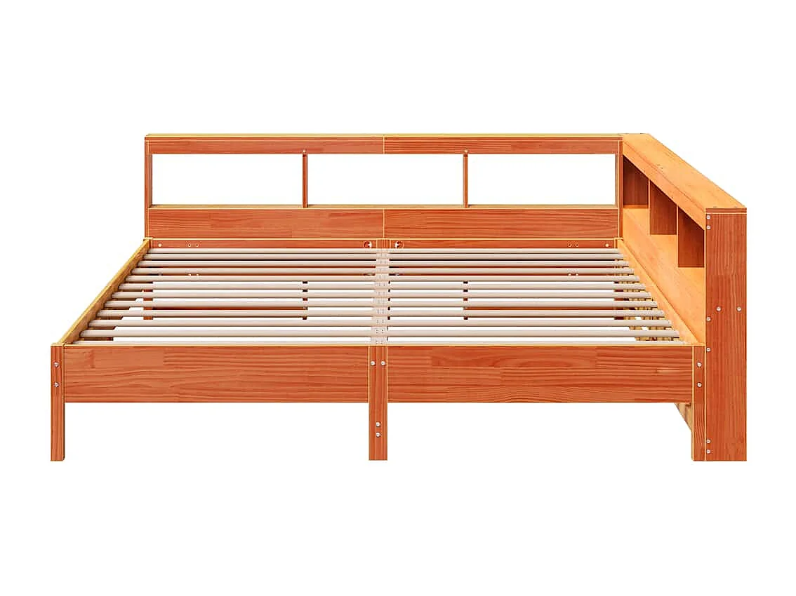 Lit bibliothèque sans matelas cire marron 180x200 cm pin massif