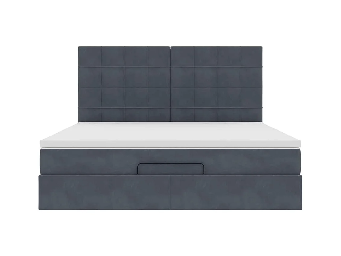 Cadre de lit ottoman avec matelas gris foncé 180x200cm velours
