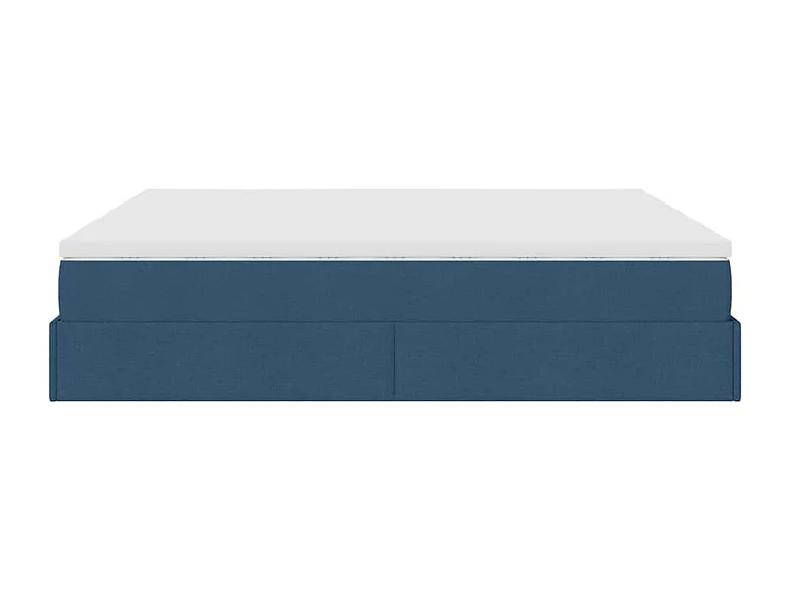 Cadre de lit ottoman avec matelas bleu 180x200 cm tissu