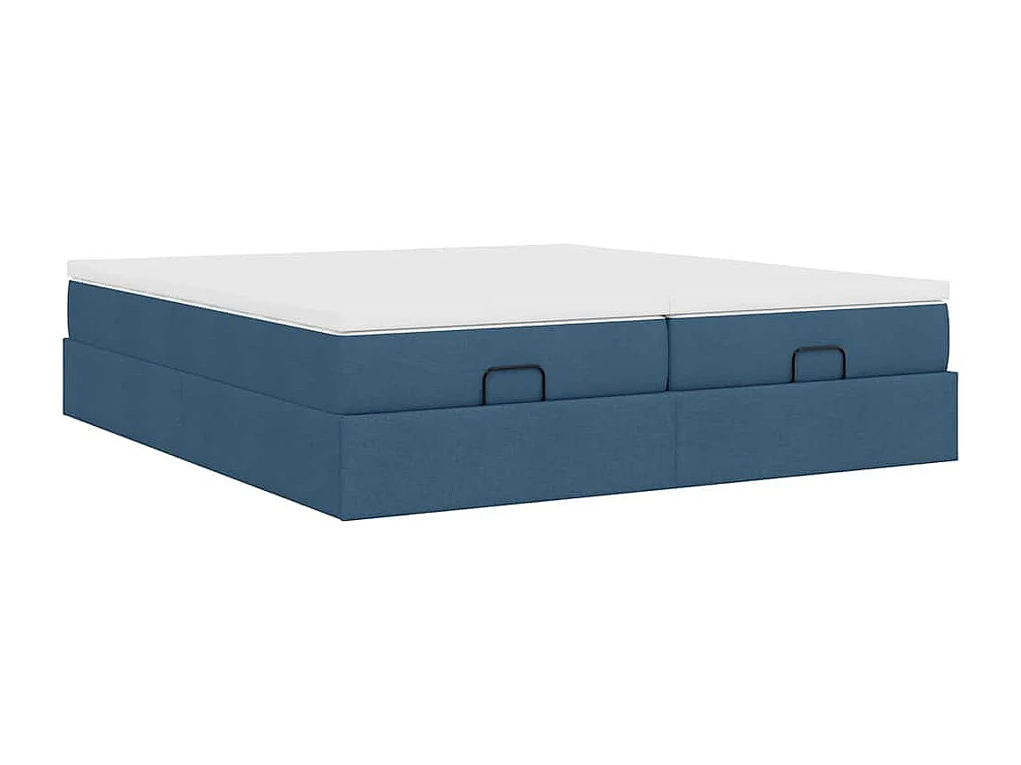 Cadre de lit ottoman avec matelas bleu 180x200 cm tissu