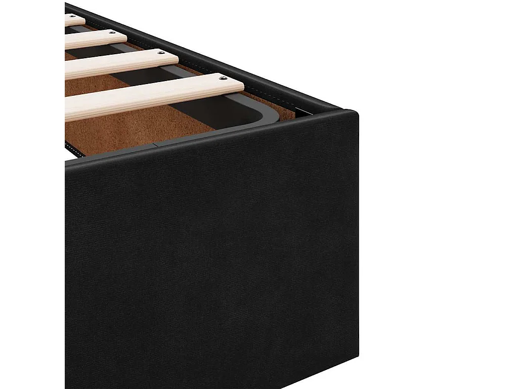 Estrutura de cama otomana com colchão preto veludo