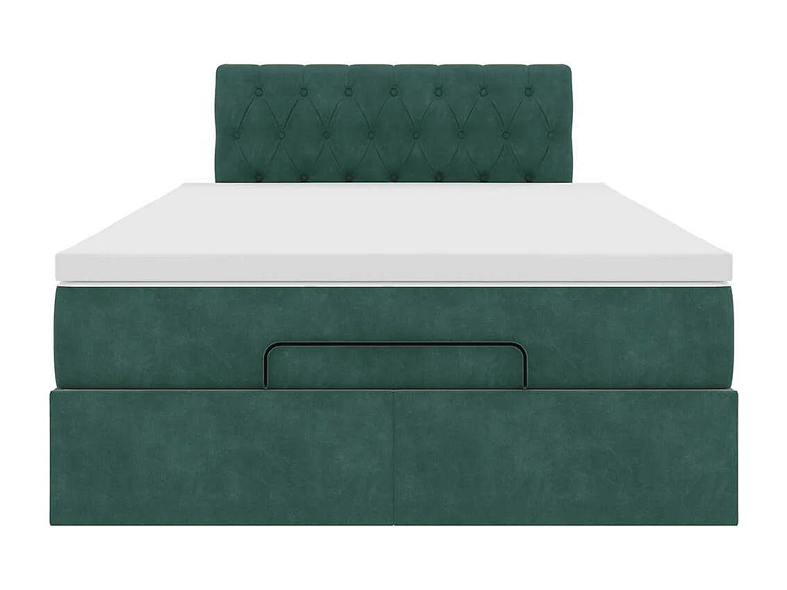 Cadre de lit ottoman avec matelas vert foncé 120x200 cm velours