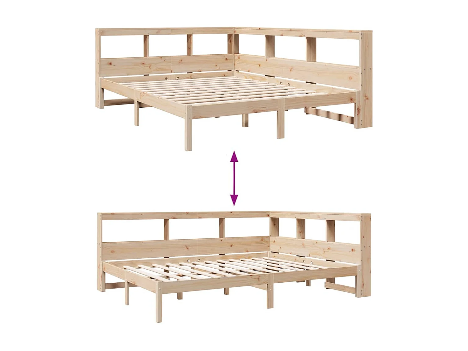 Cama com estante sem colchão 150x200 cm pinho maciço