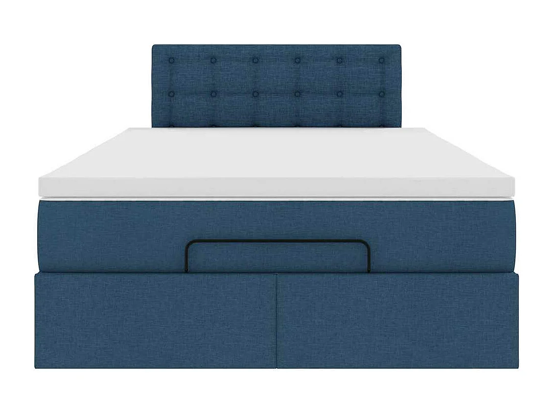 Cadre de lit ottoman avec matelas bleu 120x200 cm tissu