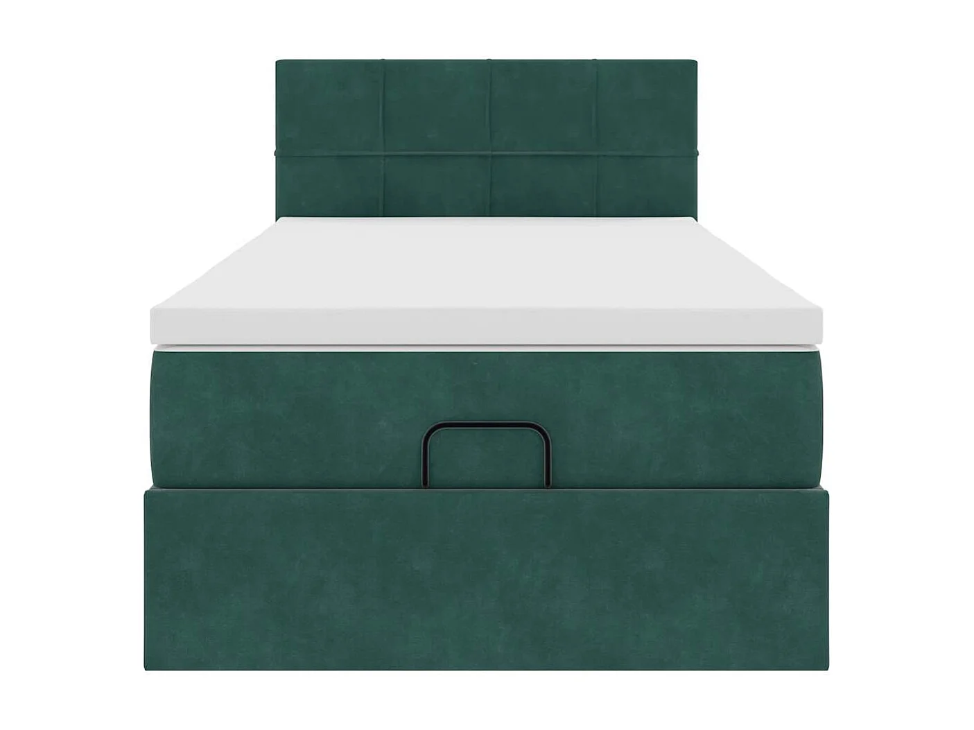 Cadre de lit ottoman avec matelas vert foncé 90x190 cm velours