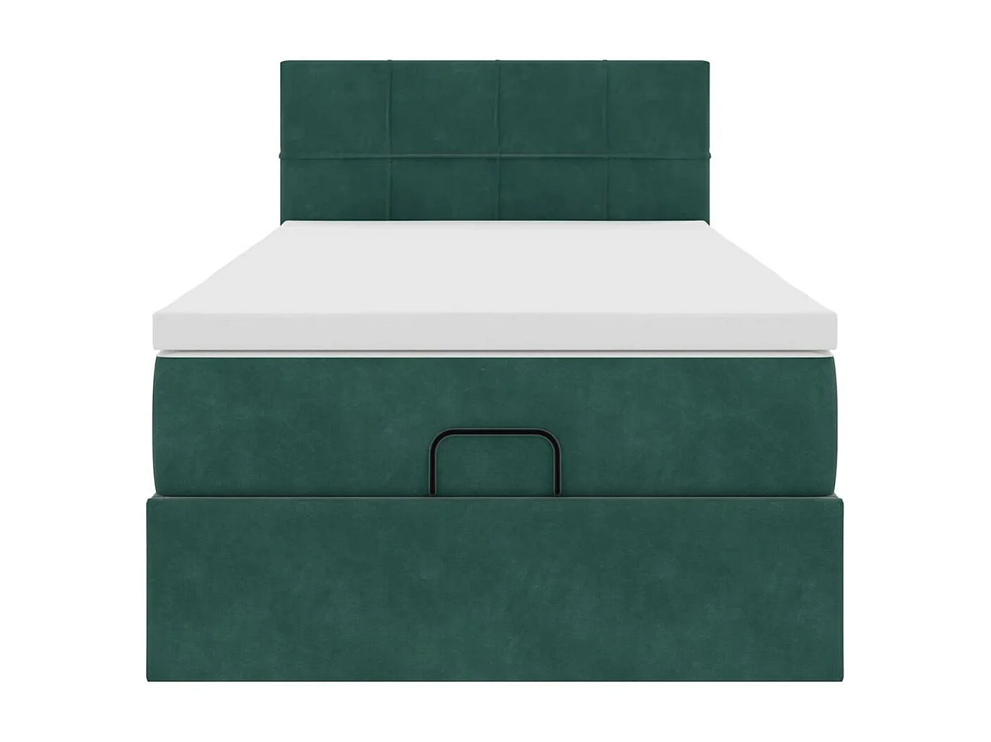 Cadre de lit ottoman avec matelas vert foncé 90x190 cm velours