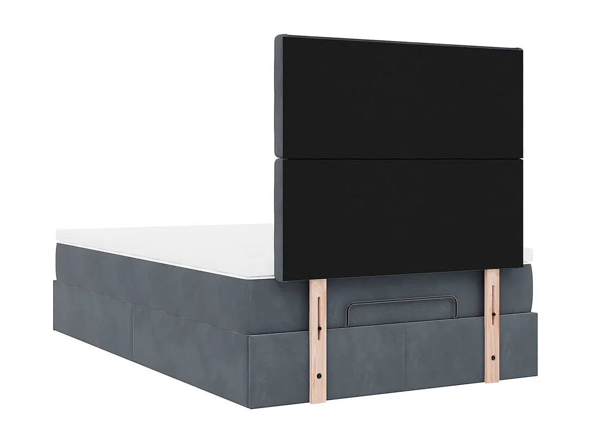 Cadre de lit ottoman avec matelas gris foncé 120x190 cm velours
