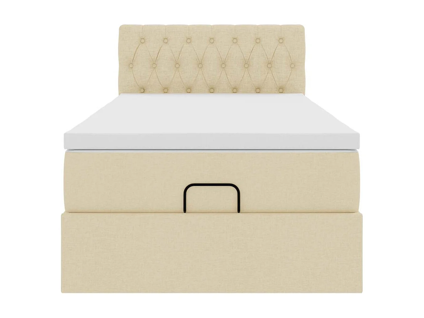 Estructura de cama otomana con colchón tela crema 80x200cm