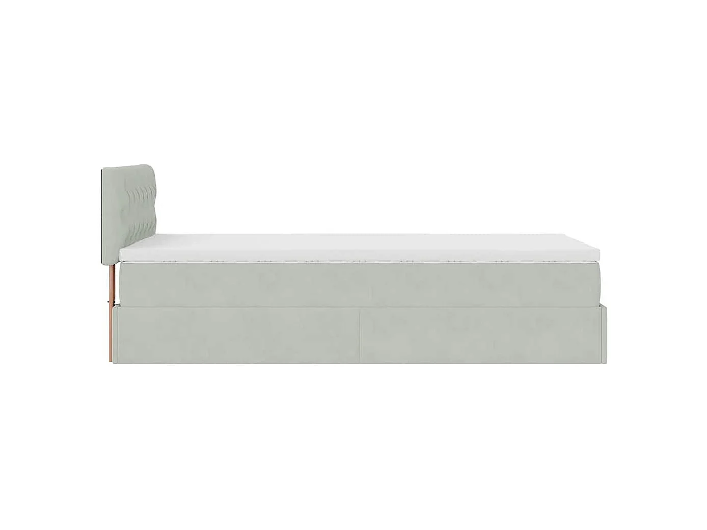 Estructura cama otomana colchón terciopelo gris claro 90x190cm