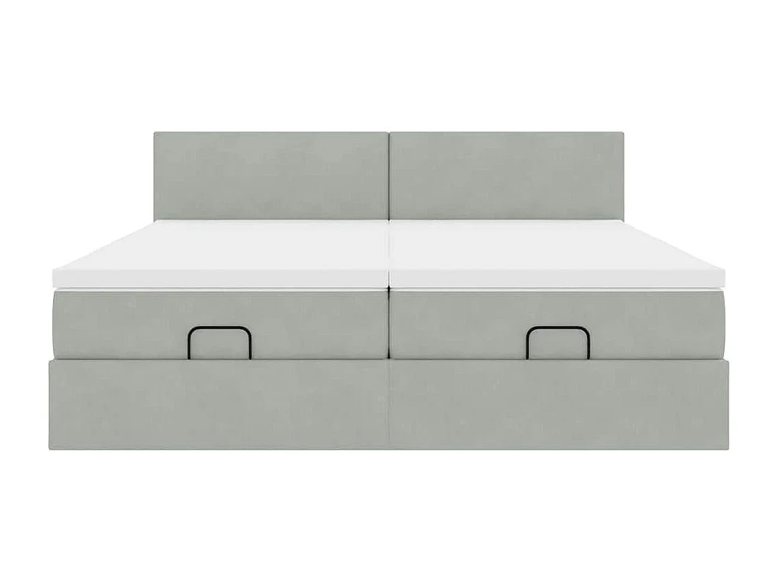 Estrutura cama otomana colchões 200x200cm veludo cinzento claro