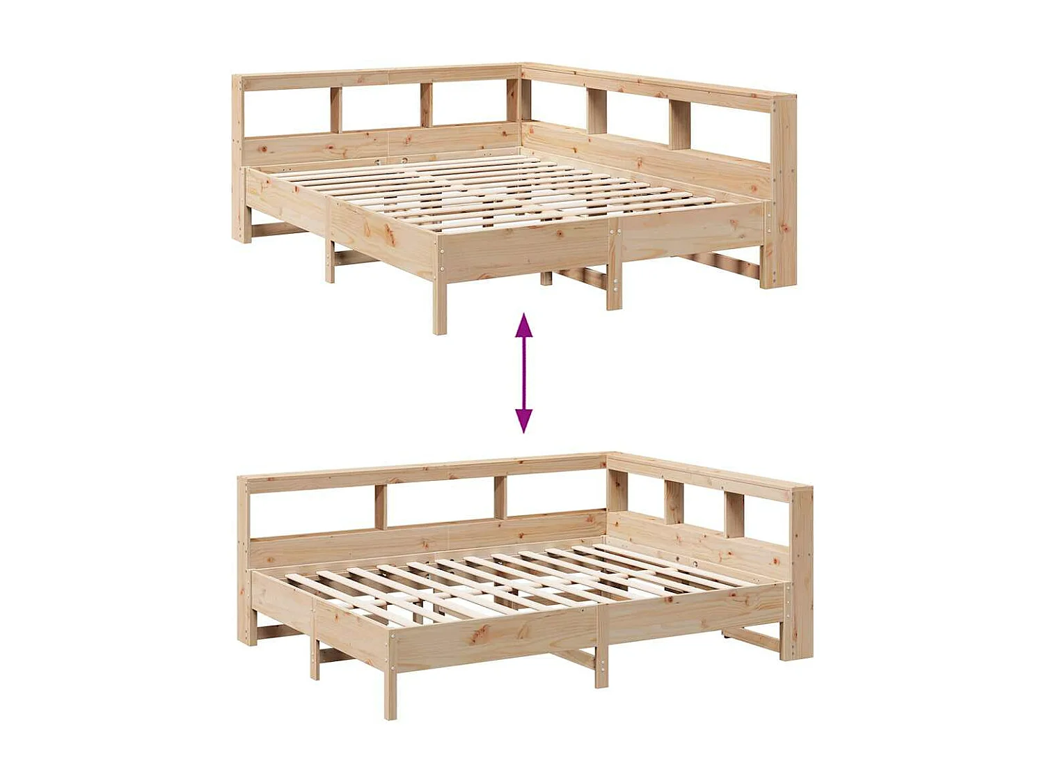 Cama com estante sem colchão 150x200 cm pinho maciço